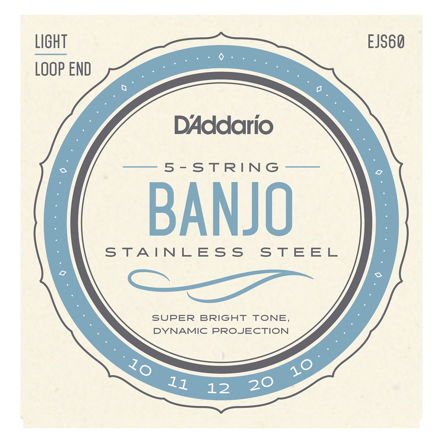 D'Addario EJS60 5-String Banjo Strings, Stainless Steel, Light, 9-20