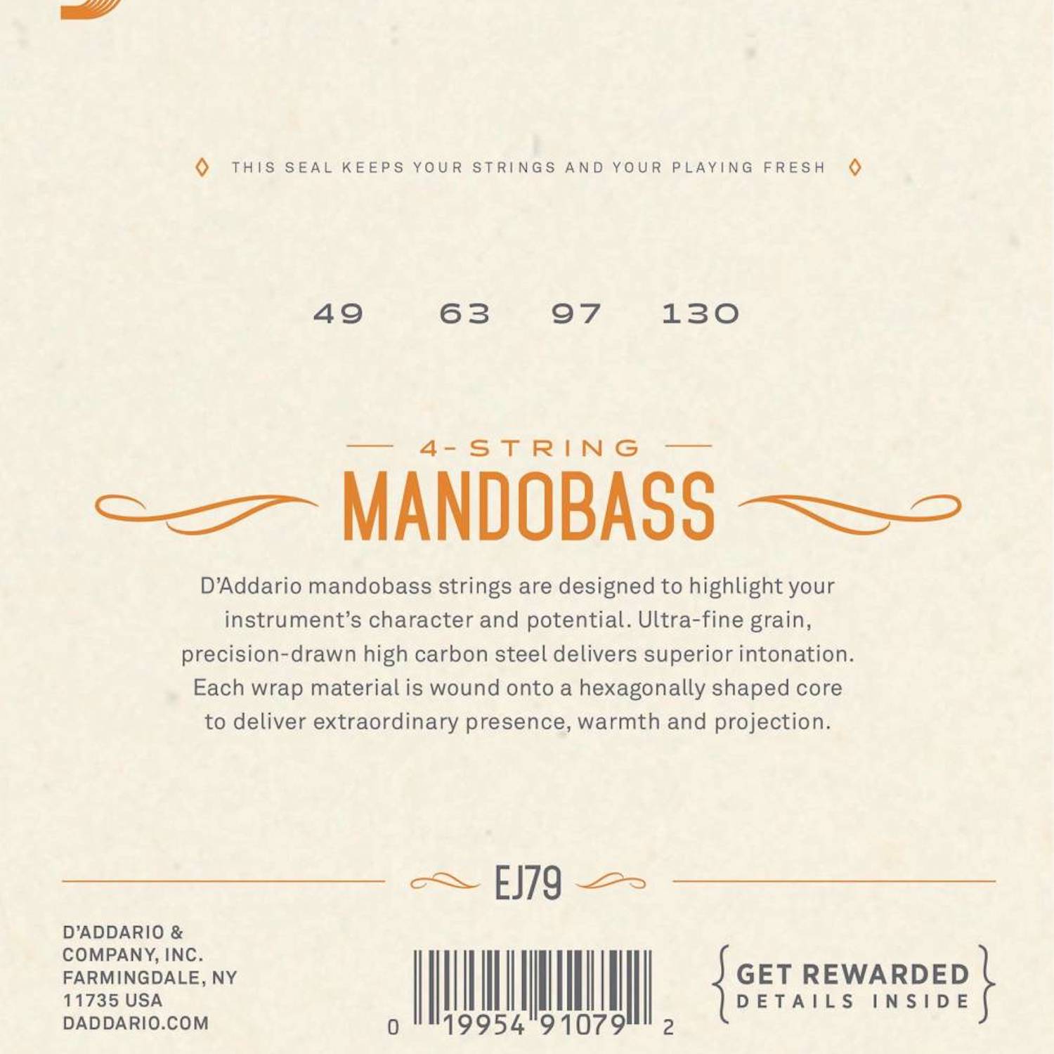 D'Addario J79 Copper Mandobass Strings, 49-130