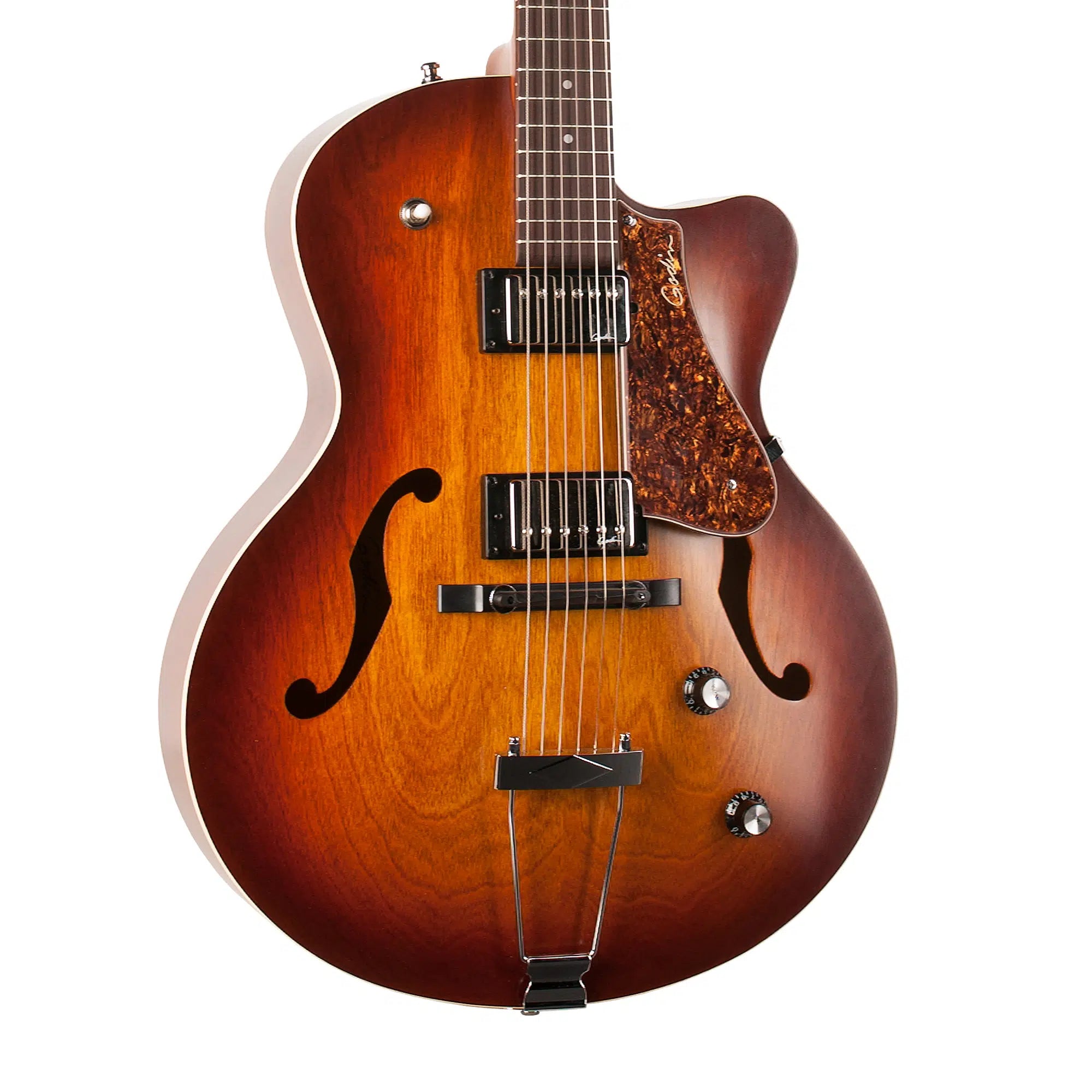 Godin 5th Ave CW Kingpin 2 HB Cognac Burst Archtop Electric Guitar w/Bag