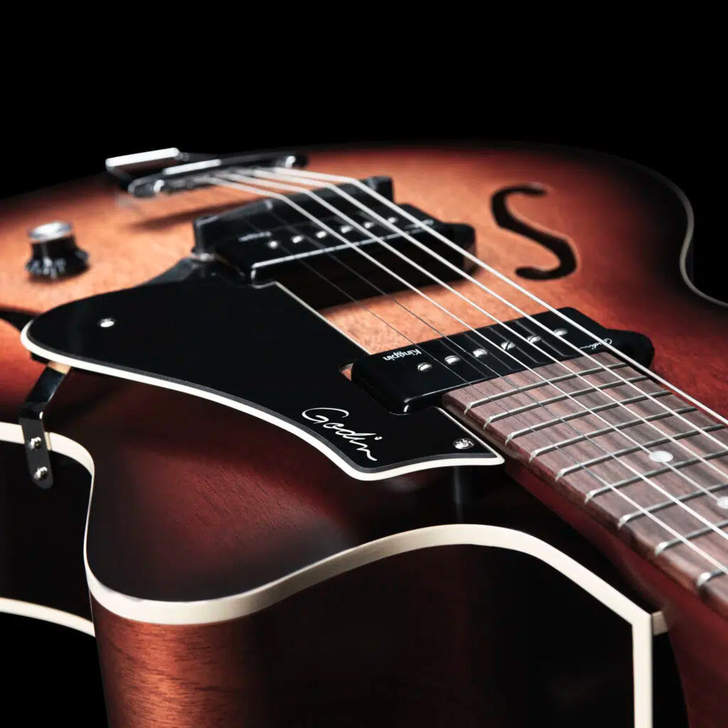 Godin 5th Ave CW Kingpin 2 Vintage Burst Archtop Electric Guitar w/Bag