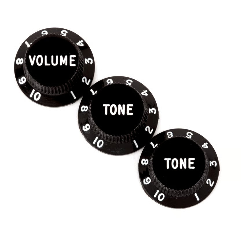 Fender  Stratocaster® Knobs, Black (Volume, Tone, Tone) (3)