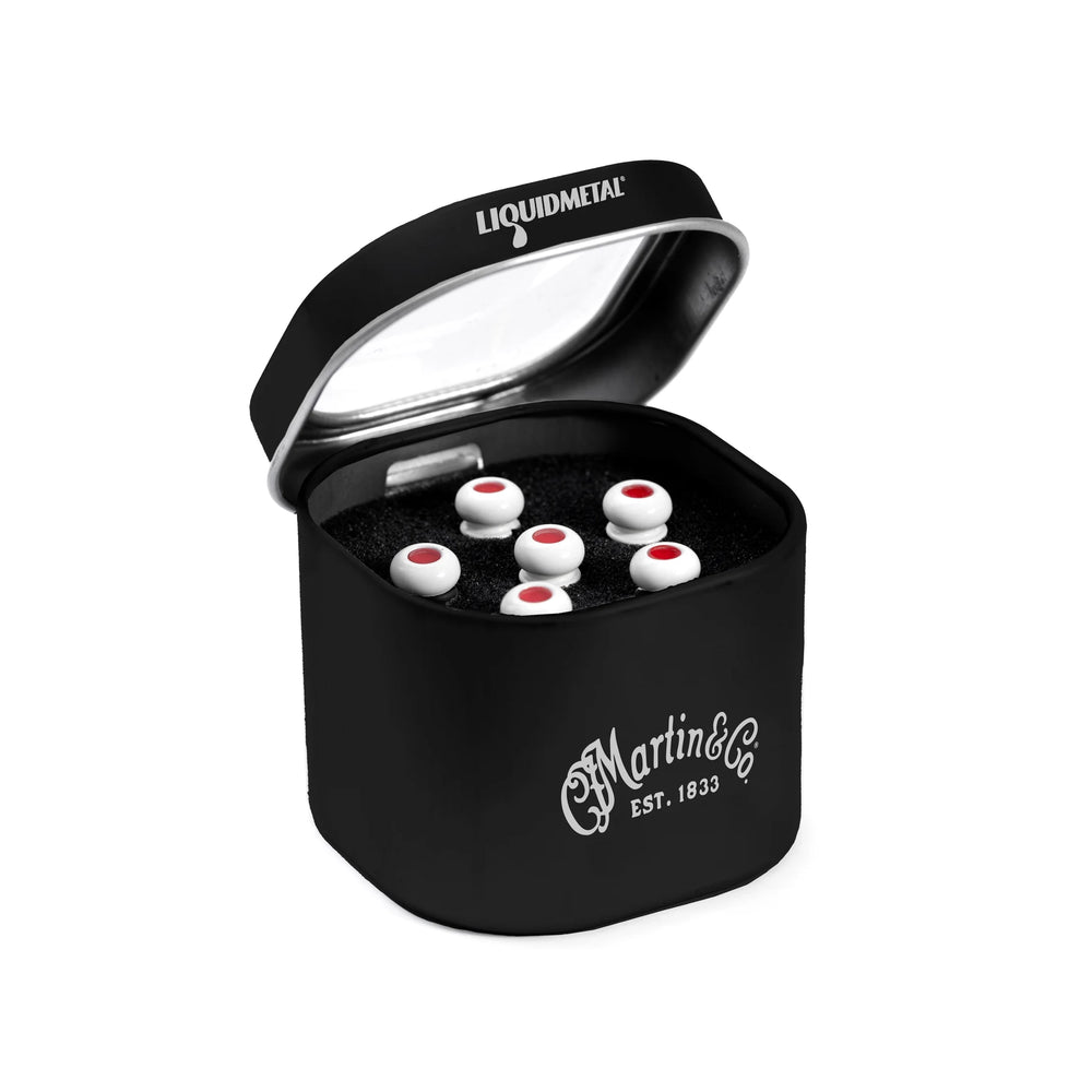 Martin Luxe Liquid Metal Bridge Pin Set Bone Red Dot Set of 6