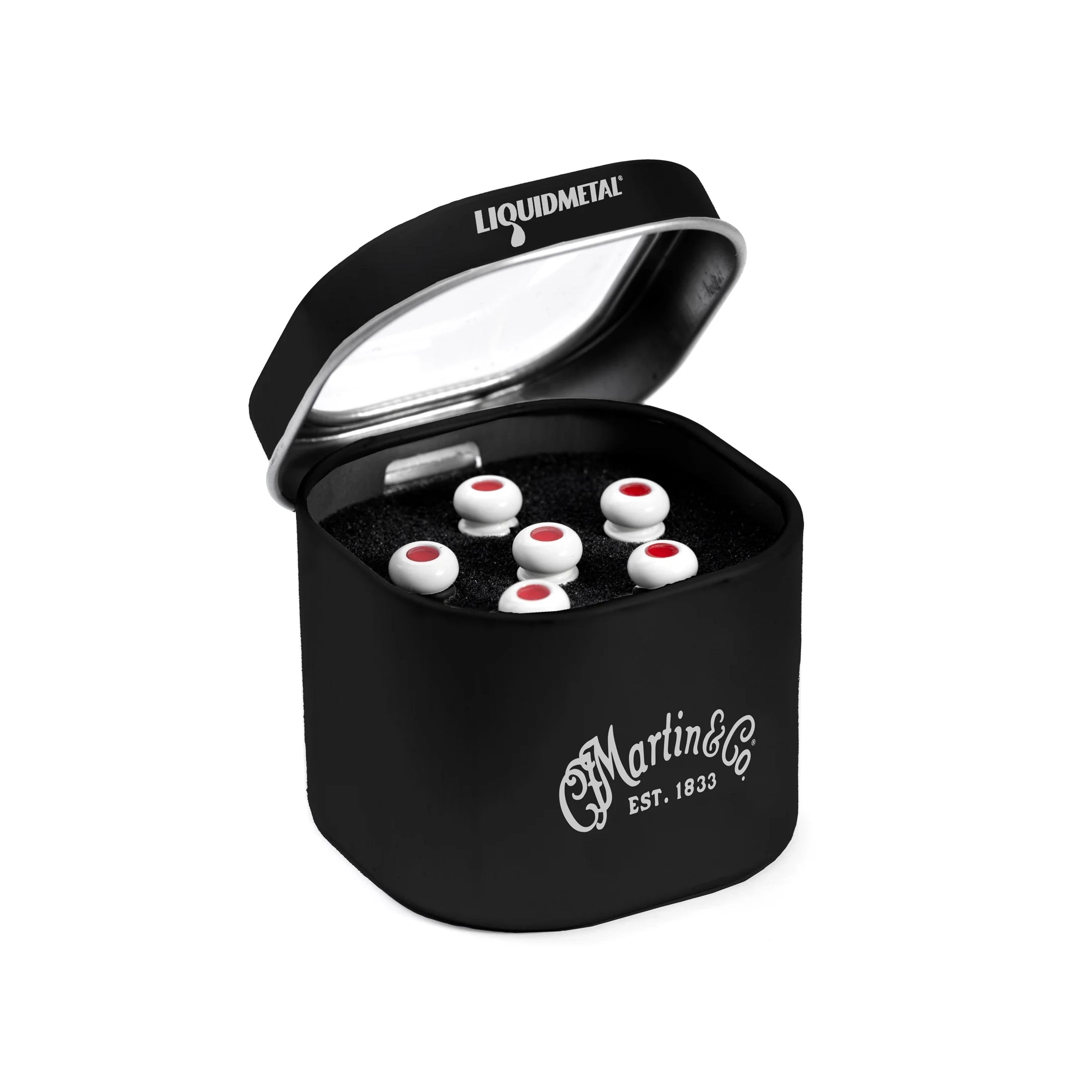 Martin Luxe Liquid Metal Bridge Pin Set Bone Red Dot Set of 6