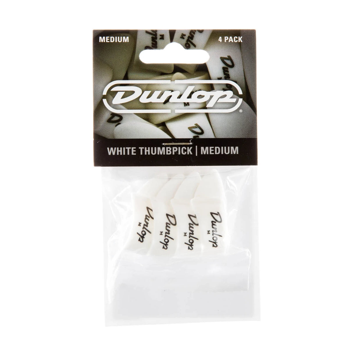 Dunlop 9002P White Thumbpicks Medium 4 Players Pack