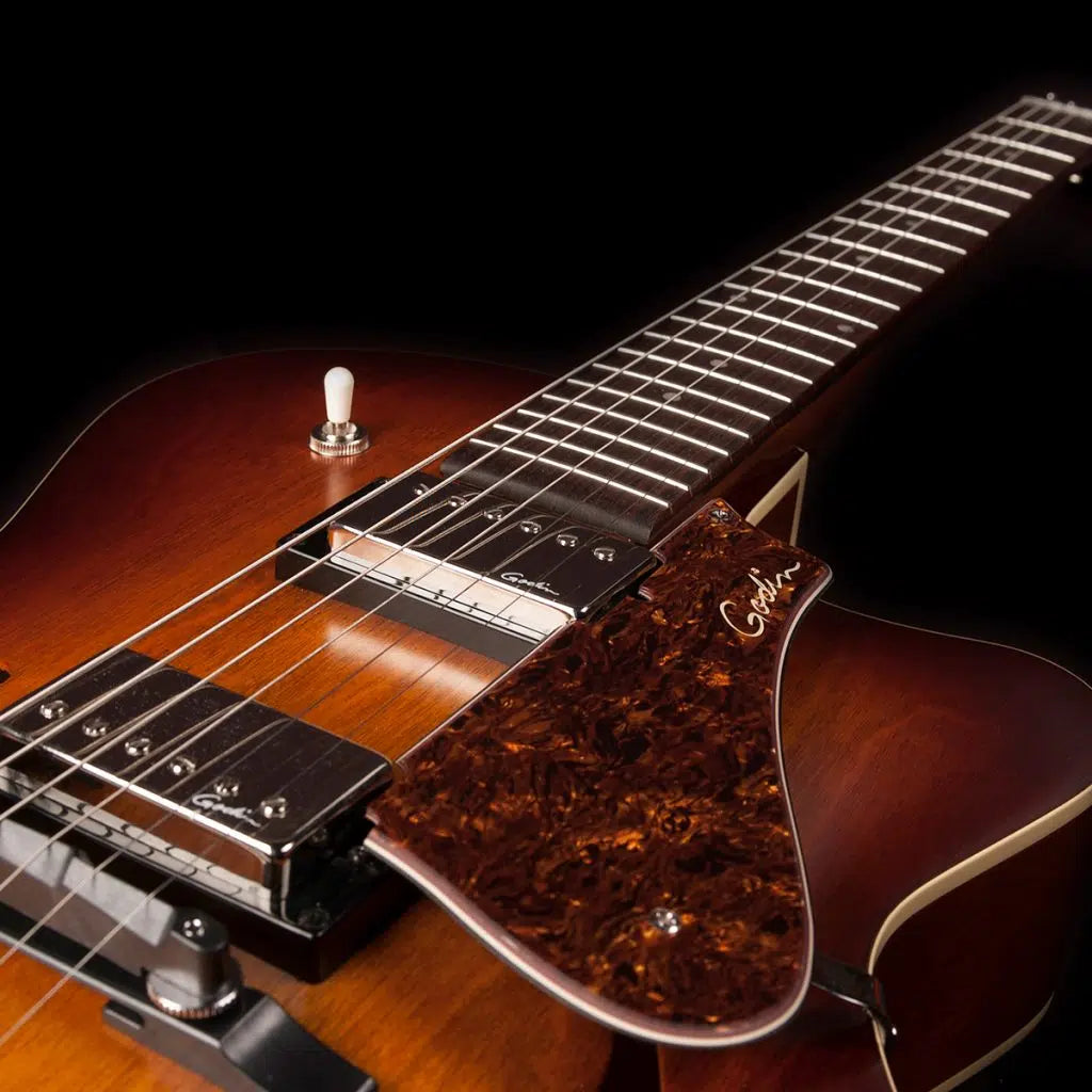 Godin 5th Ave CW Kingpin 2 HB Cognac Burst Archtop Electric Guitar w/Bag