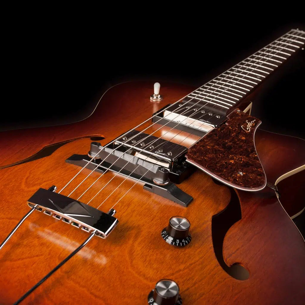Godin 5th Ave CW Kingpin 2 HB Cognac Burst Archtop Electric Guitar w/Bag