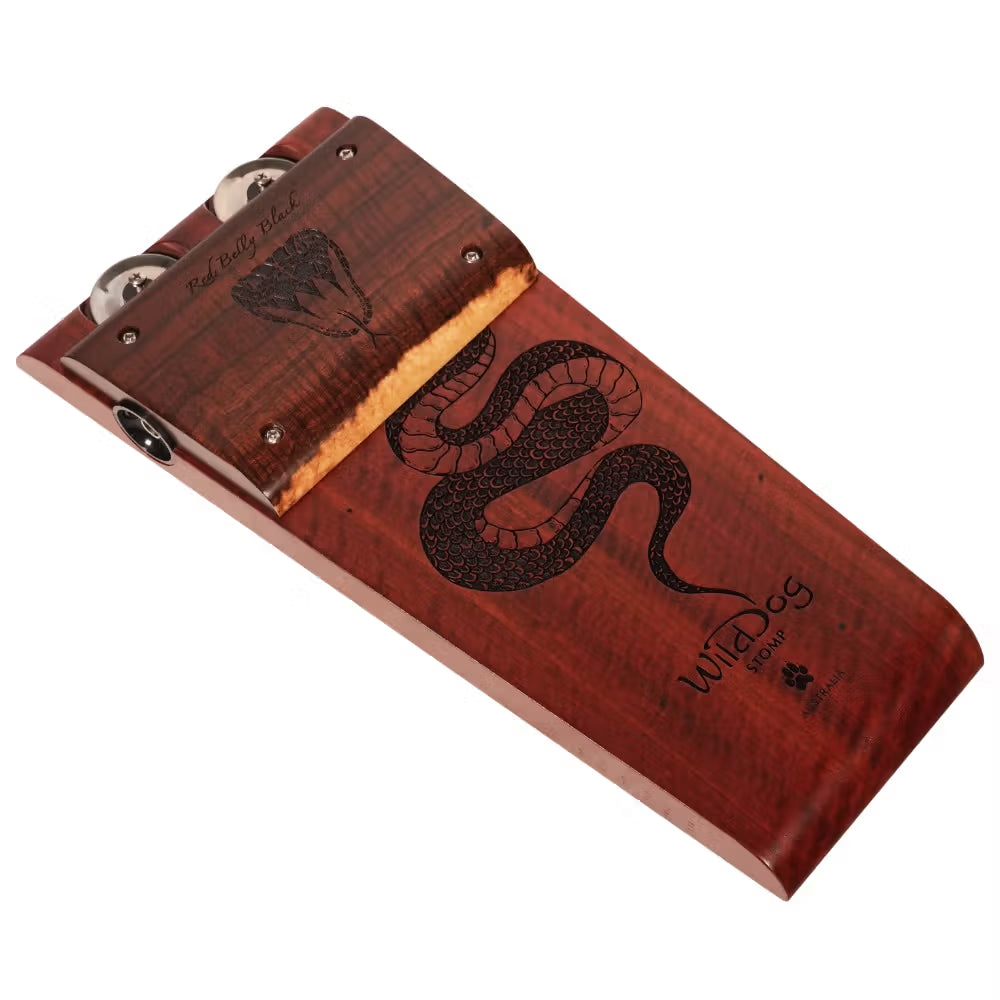 Wild Dog Red Belly Black Stomp Box w/Jingles - Figured Red Gum