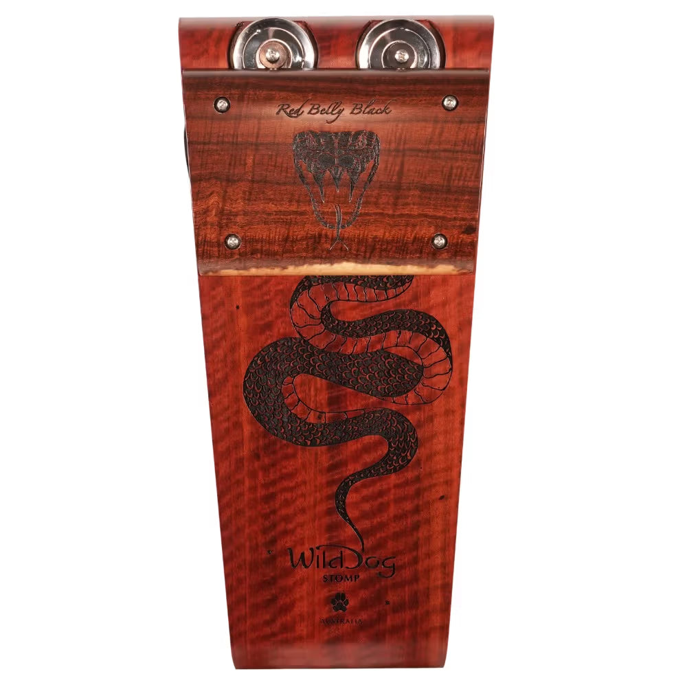Wild Dog Red Belly Black Stomp Box w/Jingles - Figured Red Gum