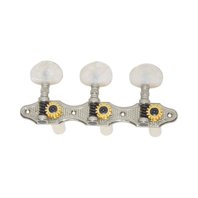 Dr Parts 614 Classical Machine Heads 35mm Nickel Plated Pearloid Buttons