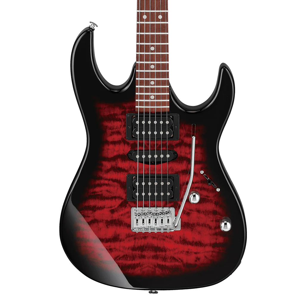 Ibanez GRX70QA TRB Electric Guitar (Transparent Red Burst)