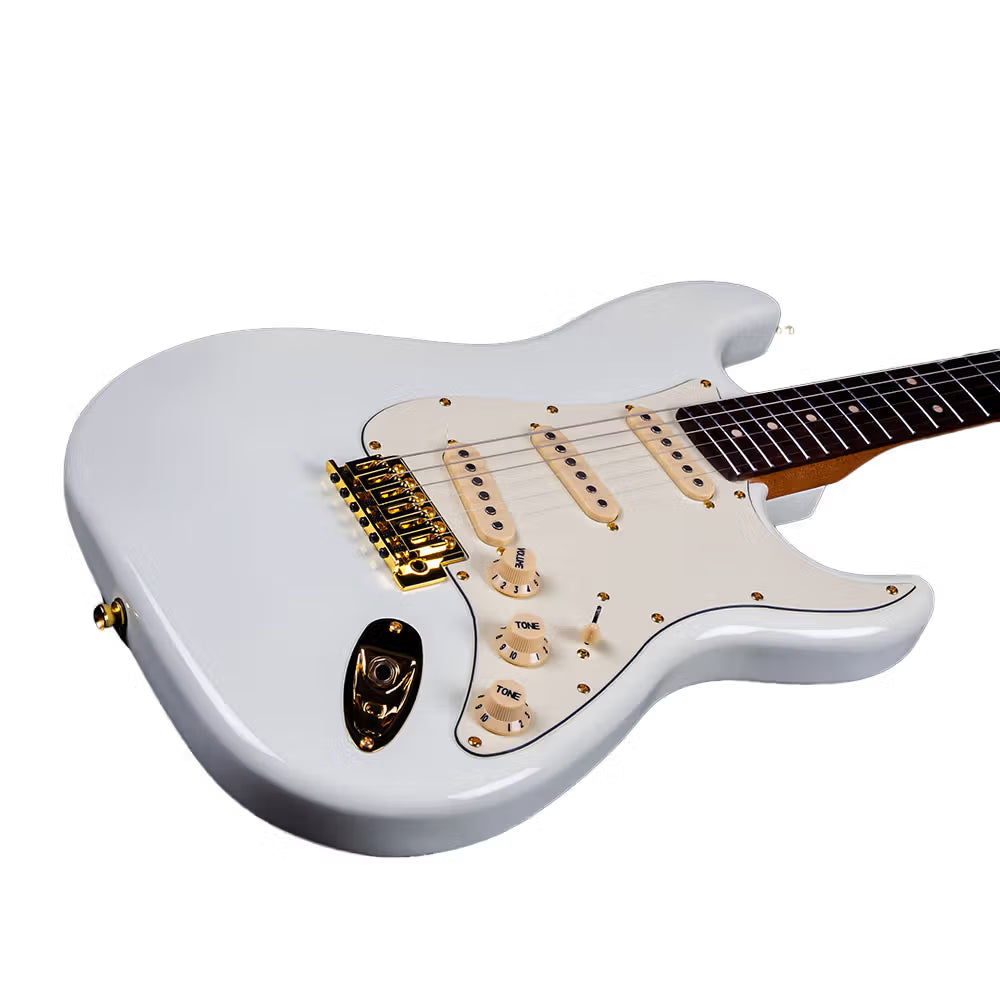 Jet JS-380-OW-G SSS, Roasted Maple, Rosewood Fingerboard, Olympic White Gold Hardware Electric Guitar