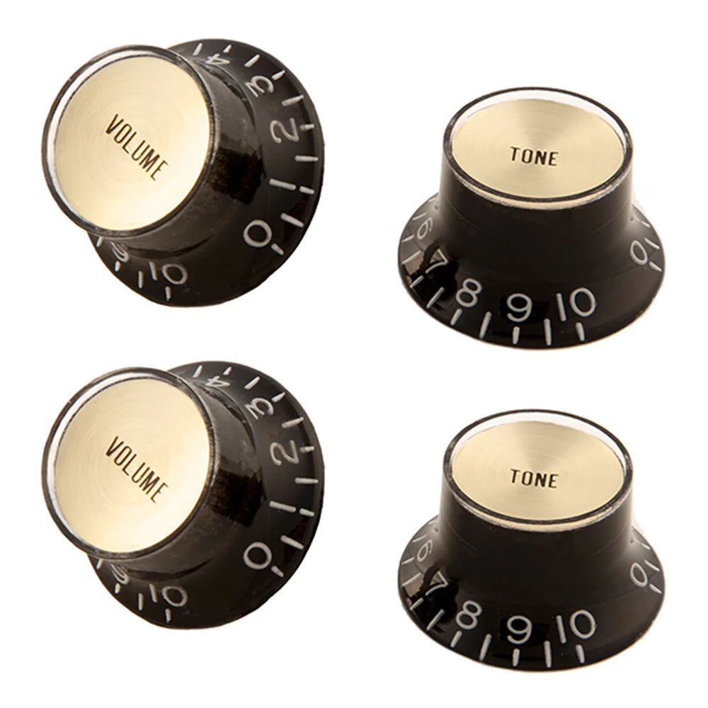 Gibson Top Hat Knobs Black w/Gold Metal Insert - 4 Pack