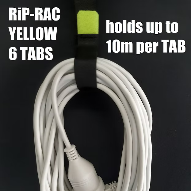 Rip Rac Velcro Cable Storage System Yellow 6x100mm Tabs