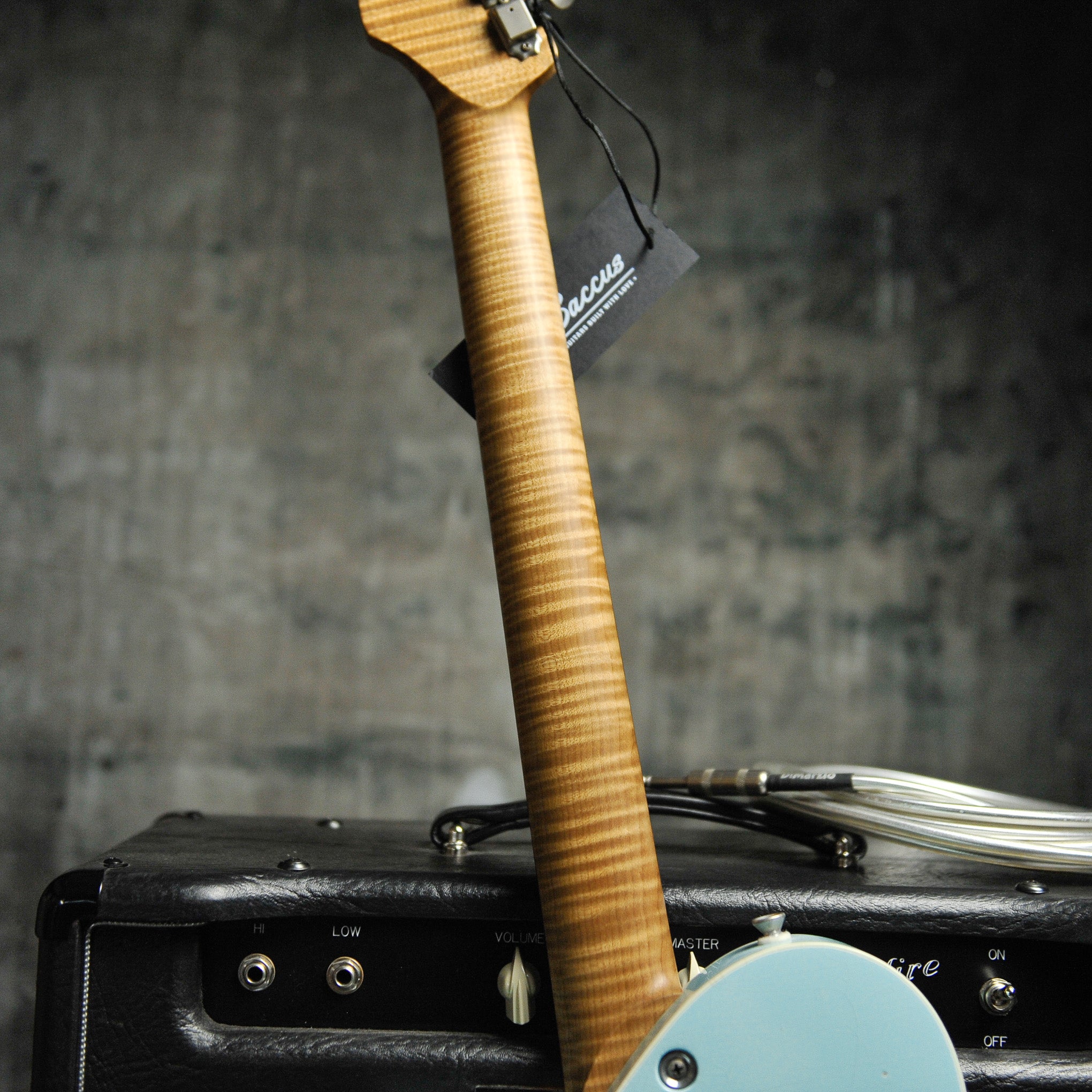 Seth Baccus Shoreline T Aged Sonic Blue Double Binding - Master Grade RW Neck, Parchment Plate