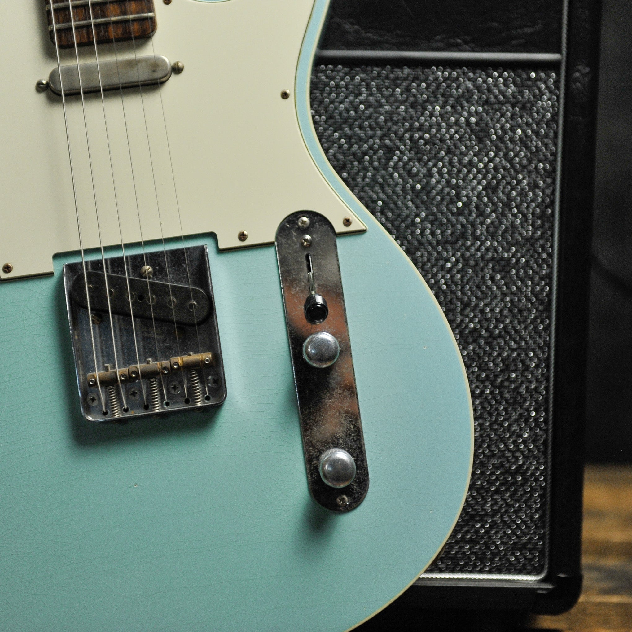 Seth Baccus Shoreline T Aged Sonic Blue Double Binding - Master Grade RW Neck, Parchment Plate