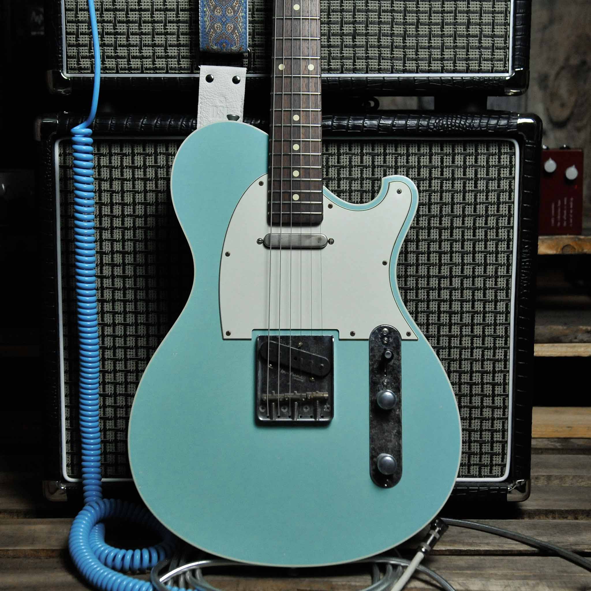Seth Baccus Shoreline T Aged Sonic Blue Double Binding - Master Grade RW Neck, Parchment Plate