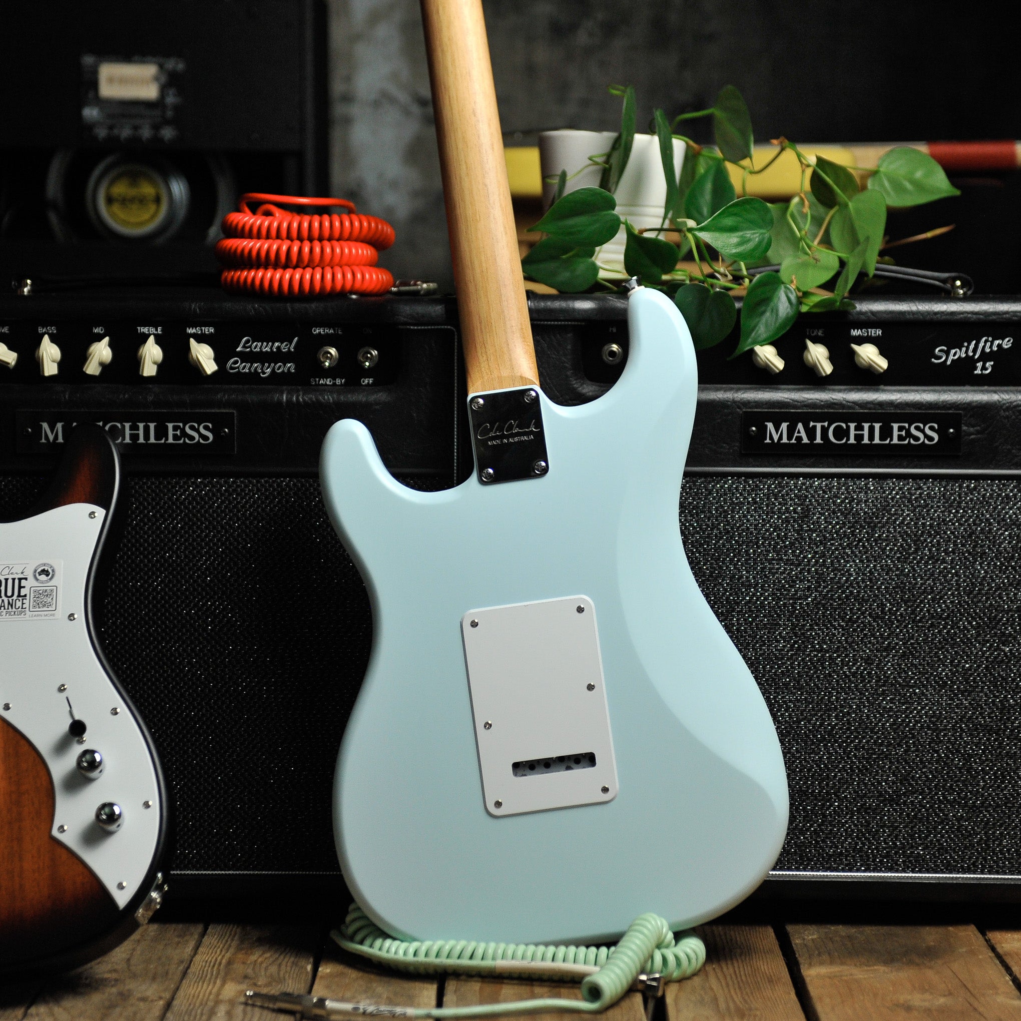 Cole Clark Electric Hollow Baby HSS Blue w/Case