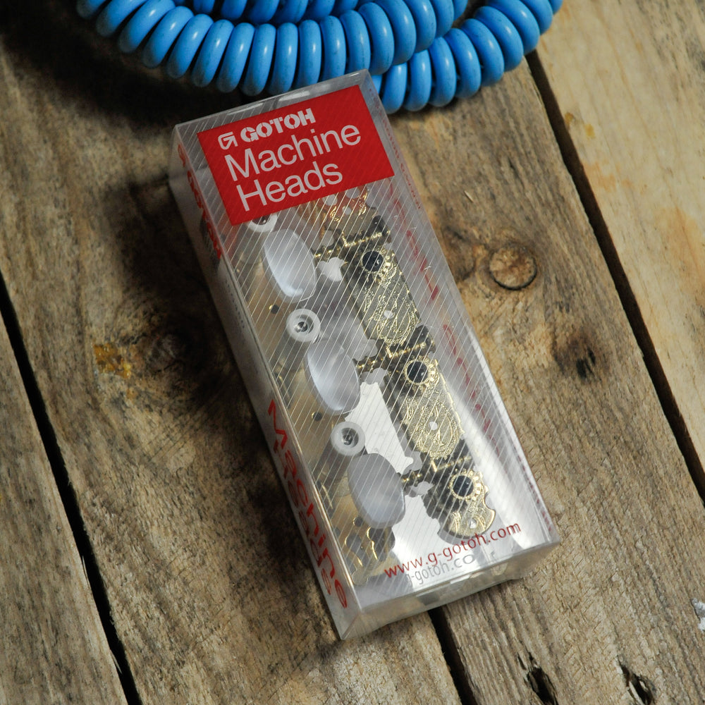 Gotoh 35G450 Classical Machine Heads Gold Engraved Plates Pearloid Buttons 35mm