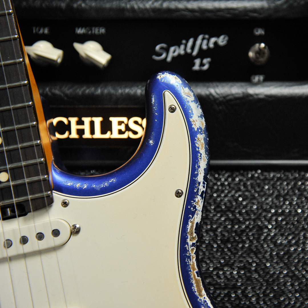 Iconic Solana Medium Aged Blu Pozzi Metallic HSS Electric Guitar #1154