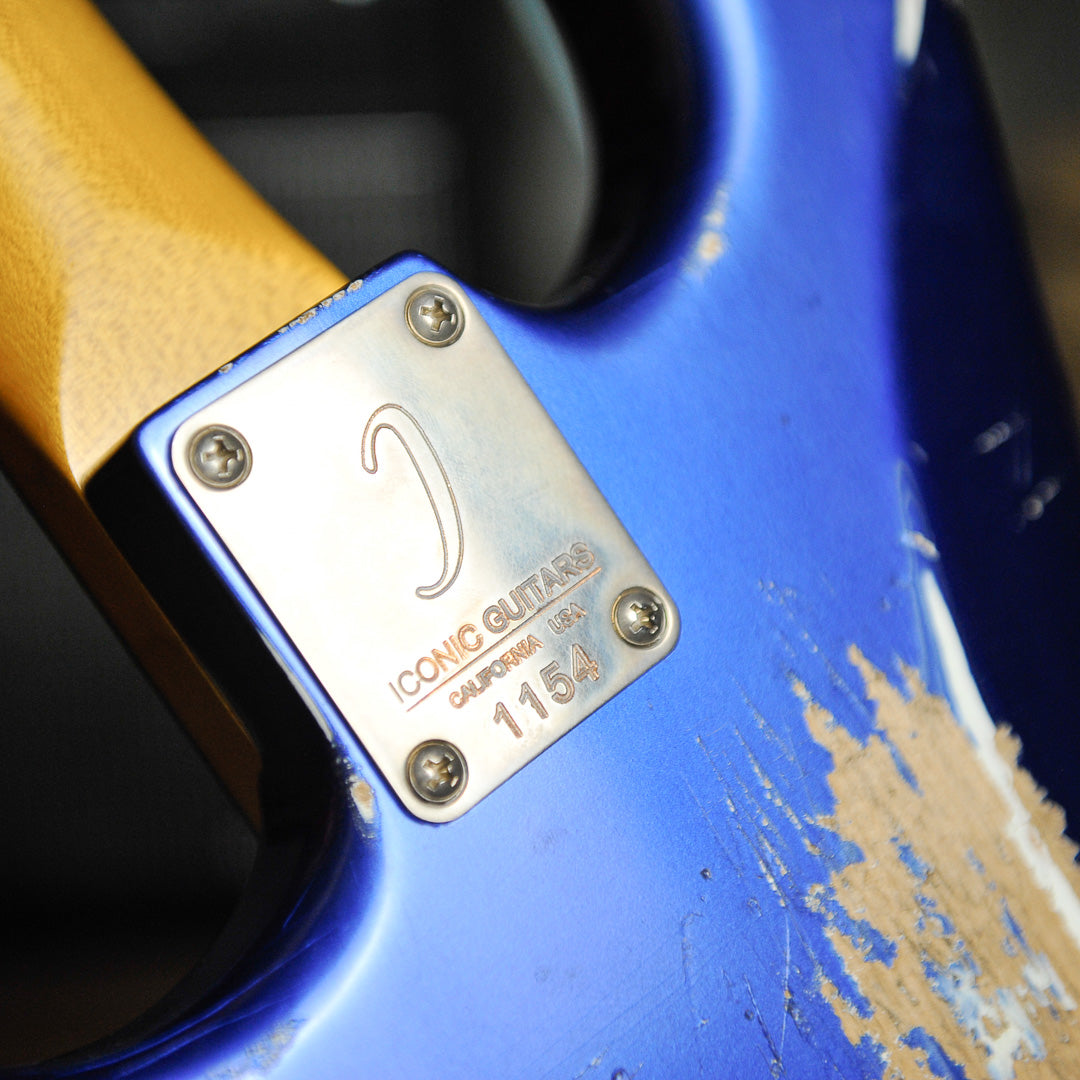 Iconic Solana Medium Aged Blu Pozzi Metallic HSS Electric Guitar #1154