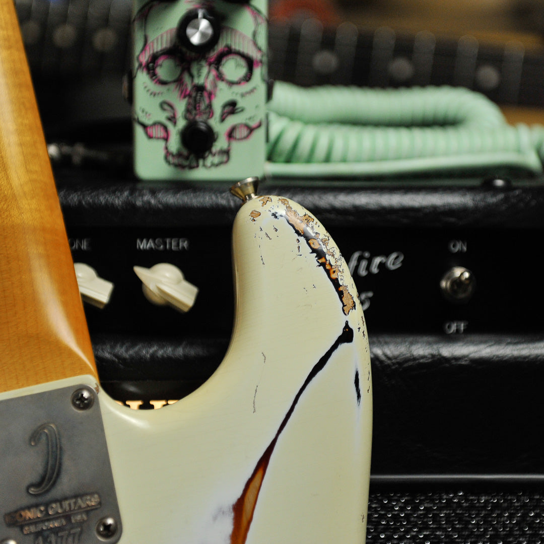 Iconic Solana Heavy Aged Olympic White Electric Guitar #1177