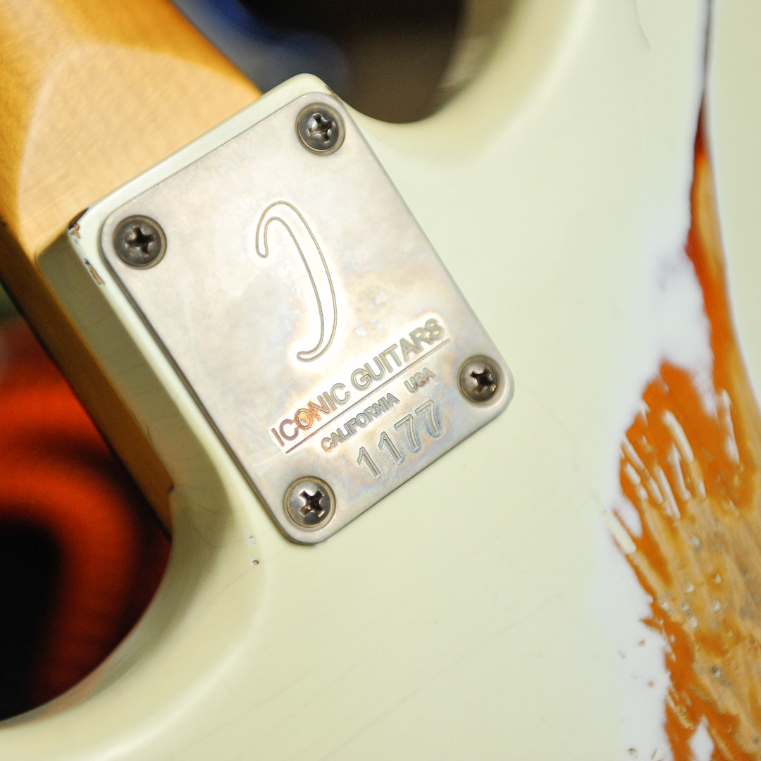 Iconic Solana Heavy Aged Olympic White Electric Guitar #1177