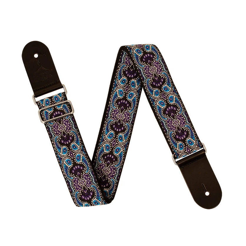XTR LS331 Vintage Jacquard Weave Guitar Strap Purple Paisley