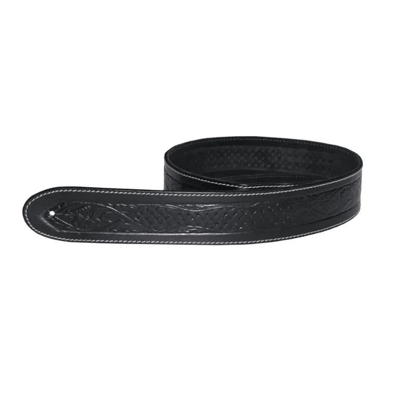 Leathergraft Embossed Texas Leather Guitar Strap - Black