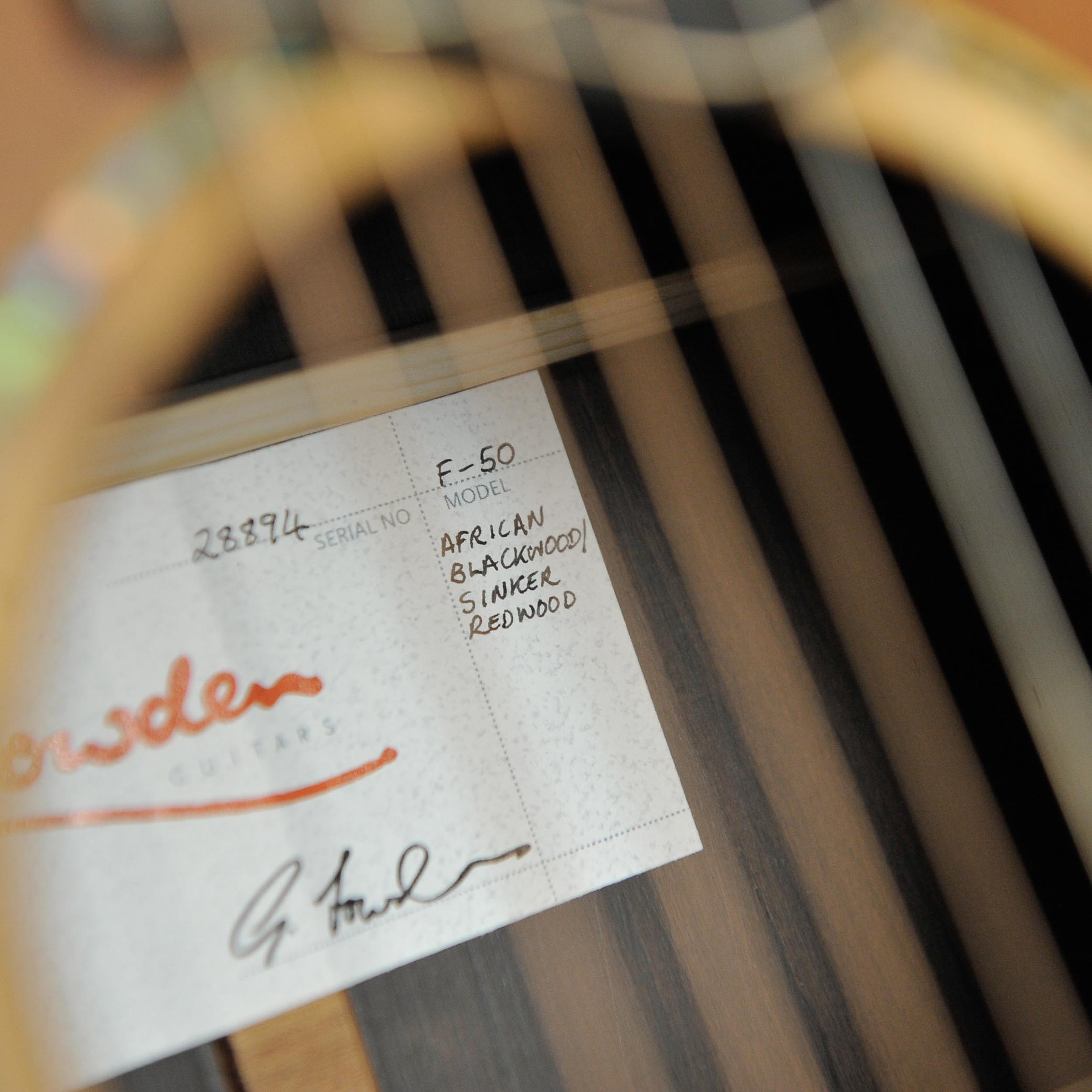 Lowden F-50 Master Grade Sinker Redwood African Blackwood w/Bevel