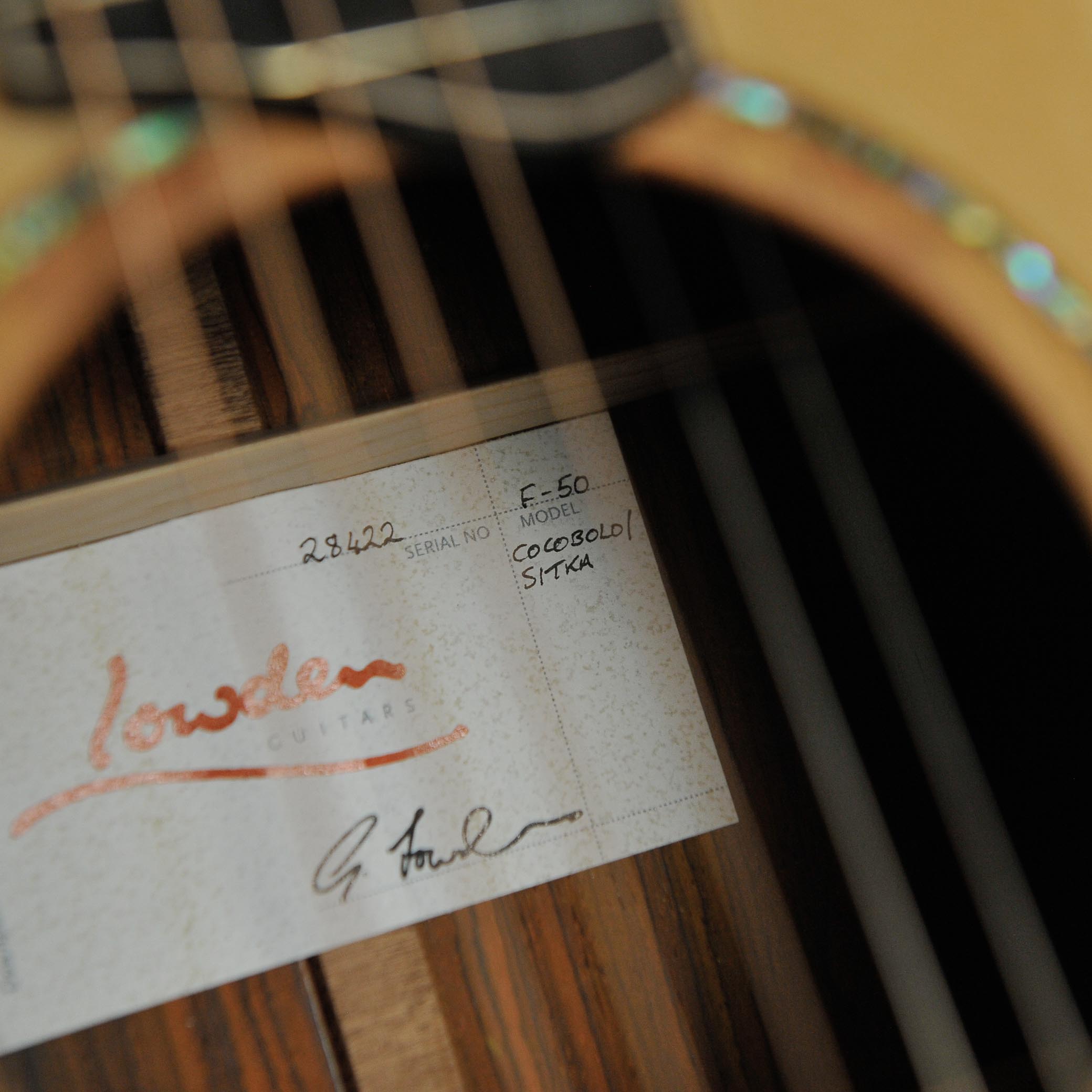 Lowden F-50 CO/SS Mastergrade Cocobola & Sitka Spruce w/Soundbox Bevel