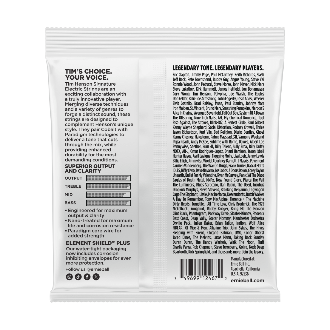 Ernie Ball Tim Henson Signature Electric Guitar Strings - 9.5-46