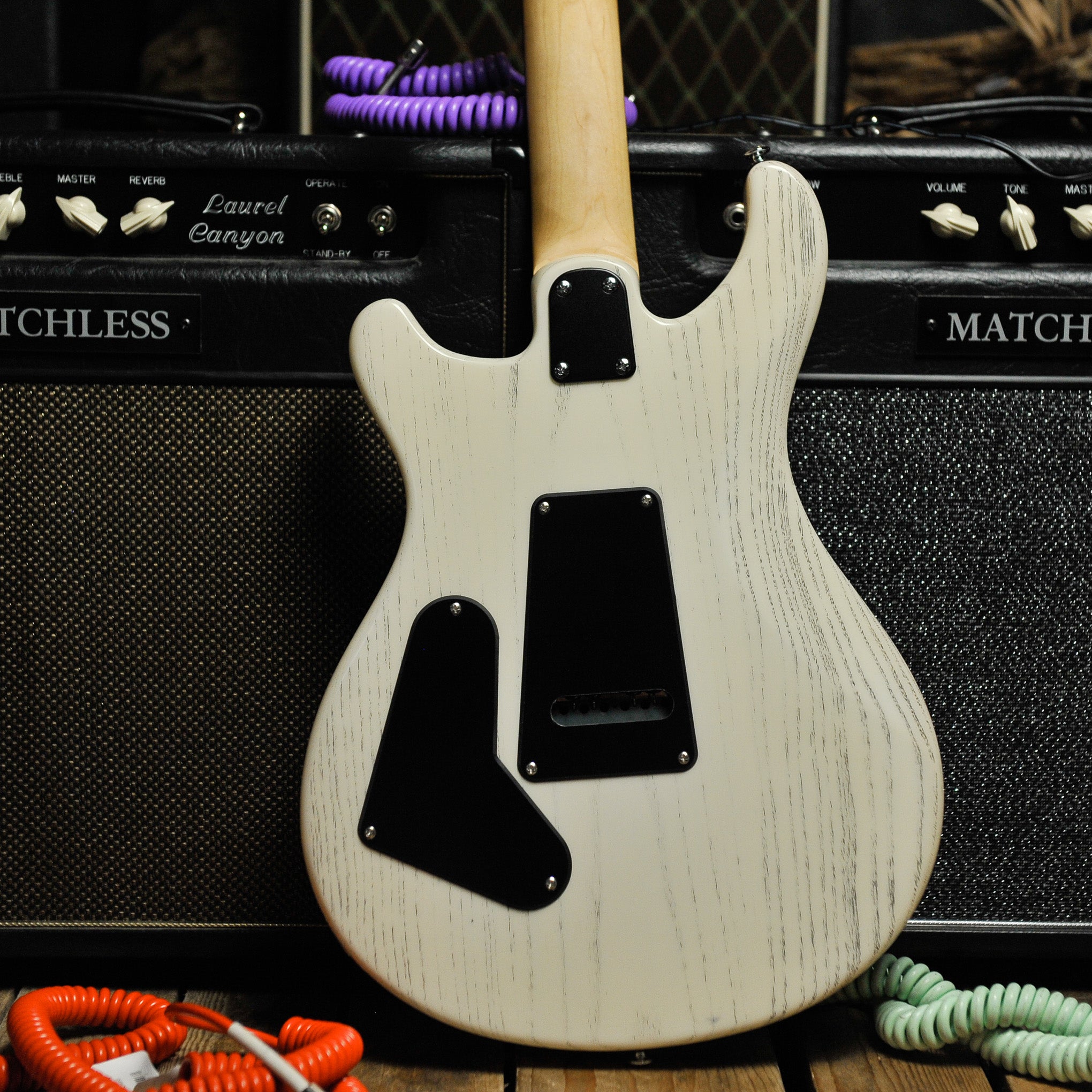 PRS SE CE24 Quilt Top Charcoal Top, Dog Hair Swamp Ash Back w/Bag