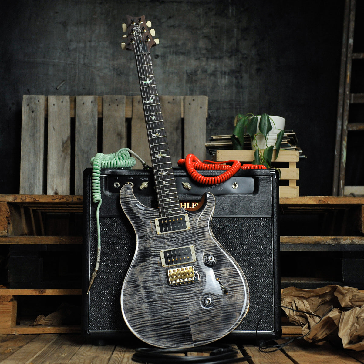 PRS Custom 24 Pattern Thin Neck, 10 Top - Charcoal w/Case