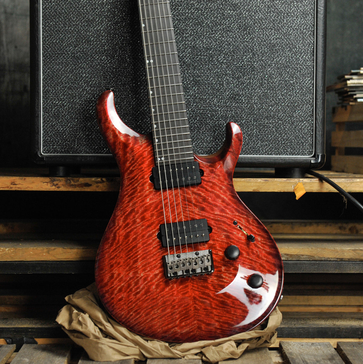 PRS Tekton SVN 7-String Electric Guitar Fuchsia Aura Black Satin Neck