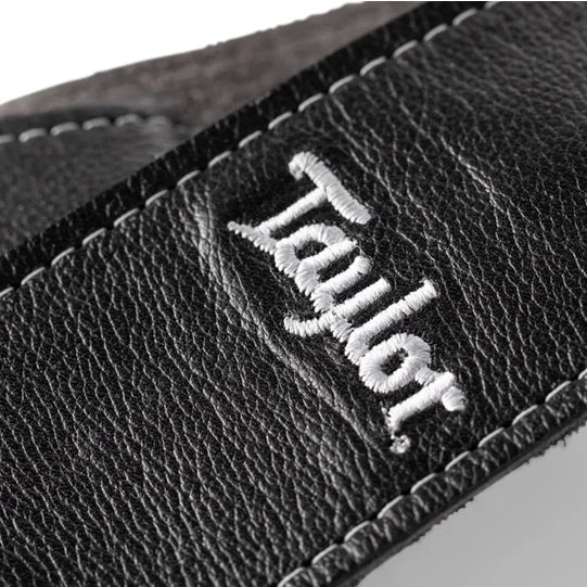 Taylor Strap Black Leather Suede Back 2.5" Silver Logo