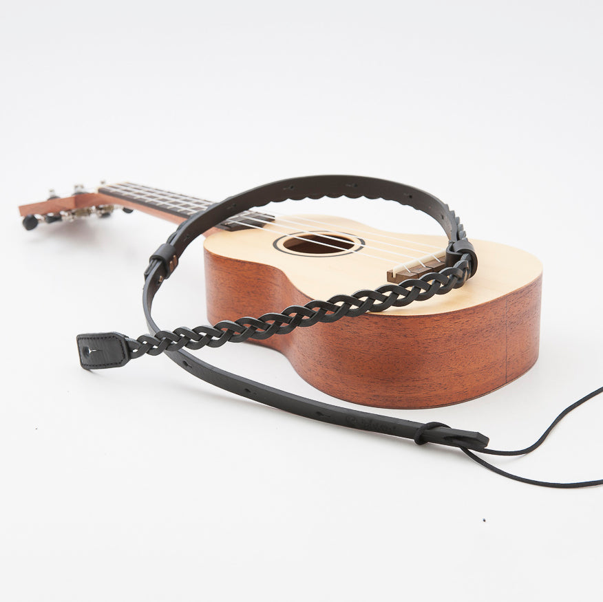 Right On Ukulele/Mandolin Plait Strap Black