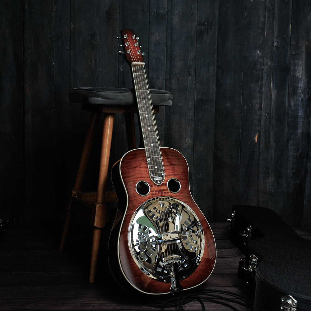 National Scheerhorn L-Body Figured Maple Square Neck Resonator