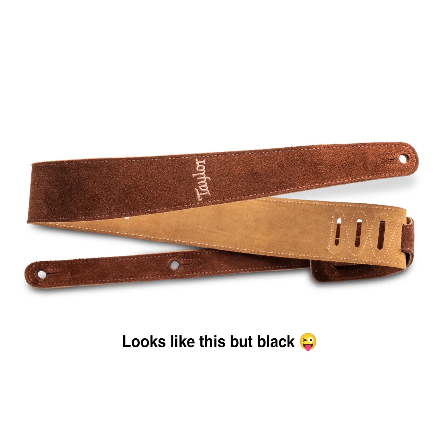 Taylor Guitar Strap Embroidered Suede Black 2.5"