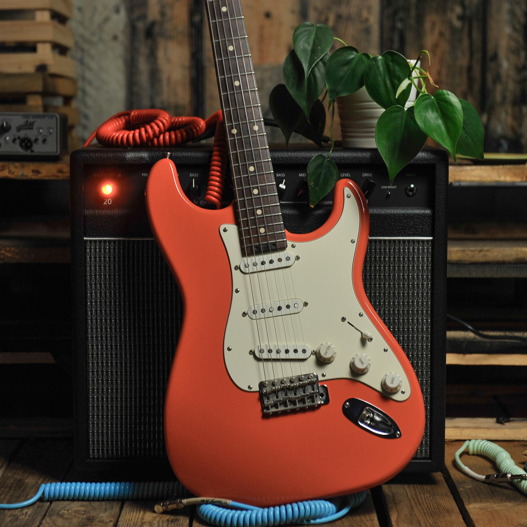 Charles Cilia Strat Style Electric Guitar Fiesta Red w/Case - Used