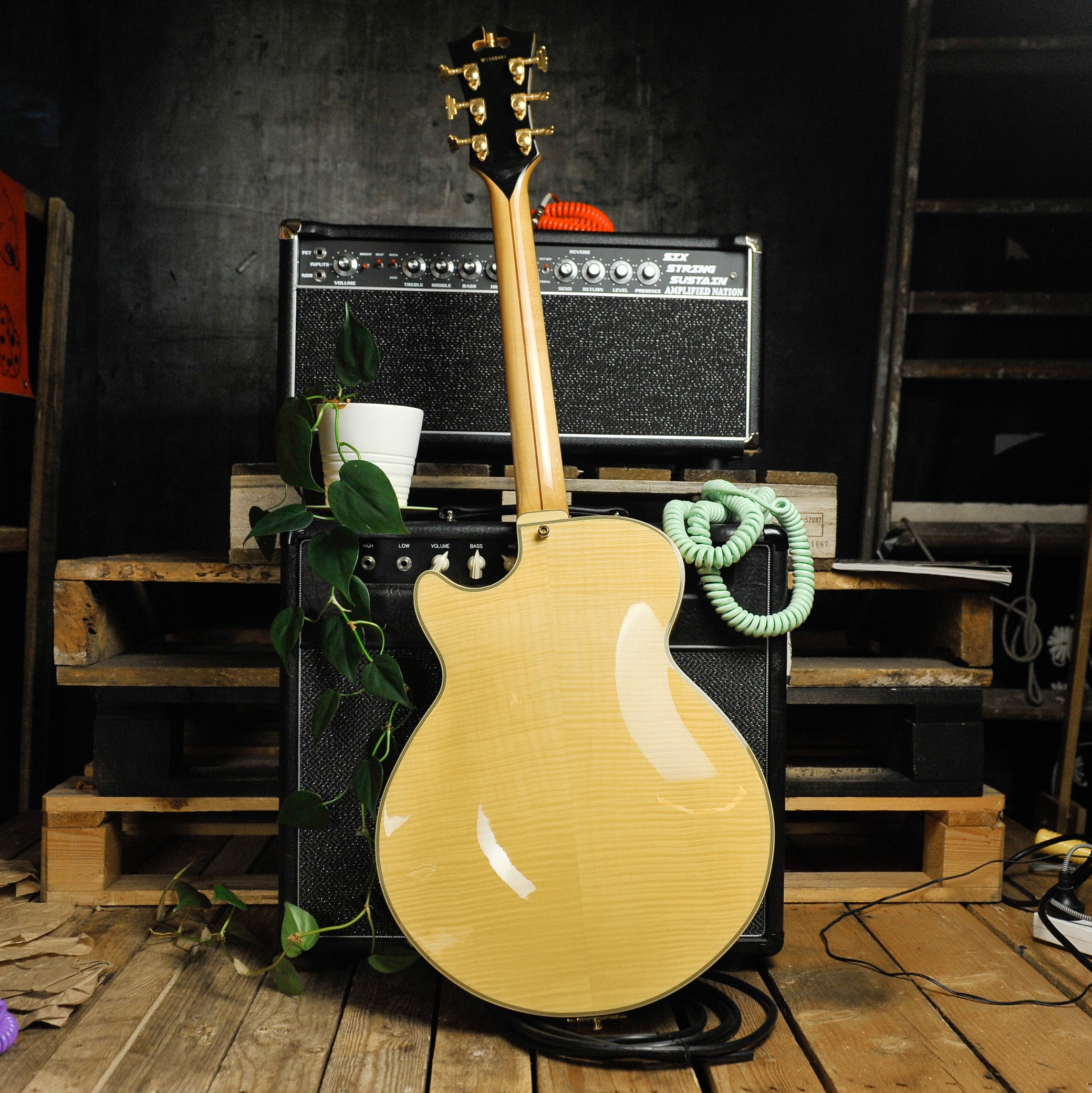 D'Angelico Excel EXSS Semi Hollow Electric Guitar Amber w/Case - Used