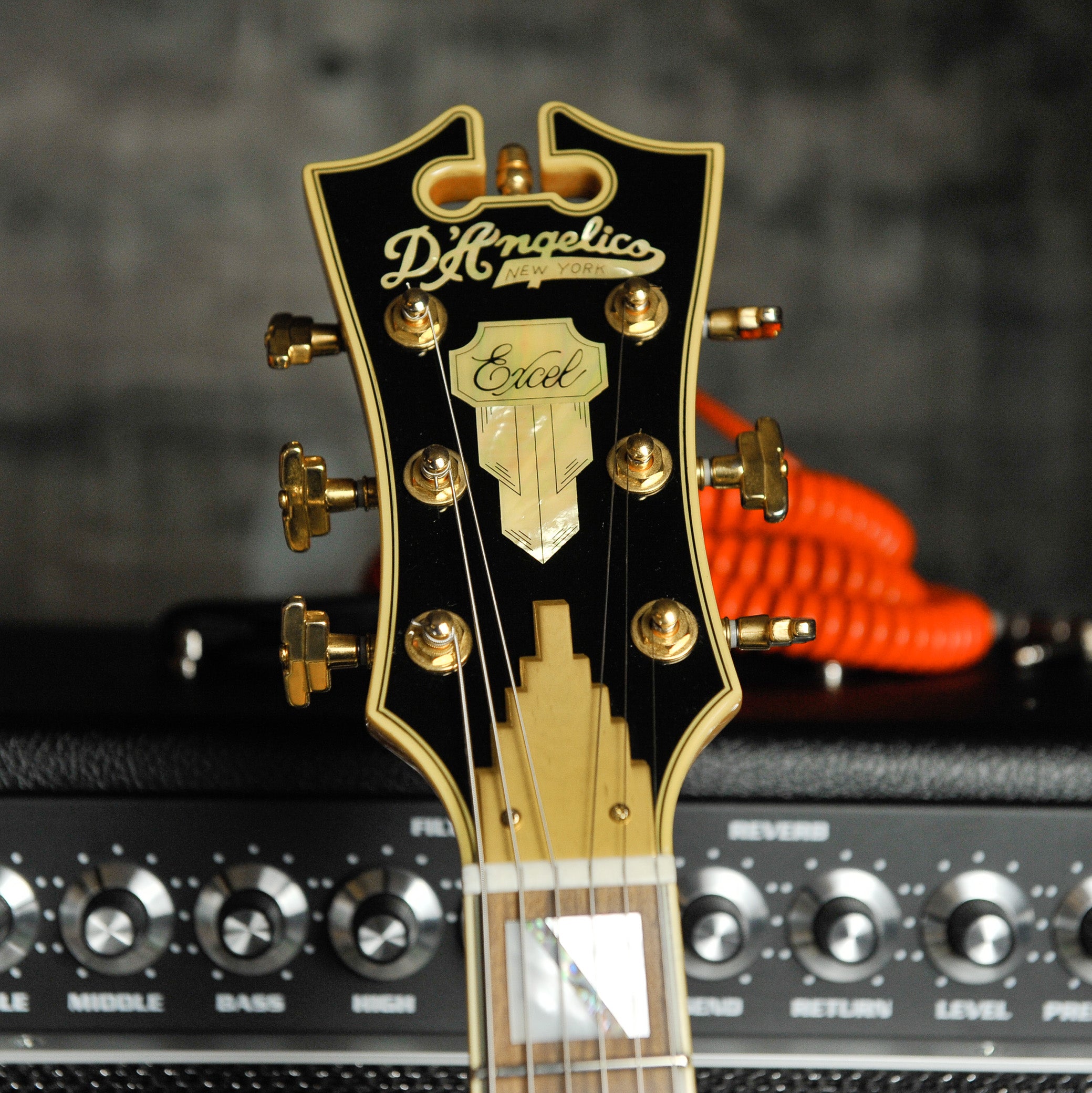 D'Angelico Excel EXSS Semi Hollow Electric Guitar Amber w/Case - Used