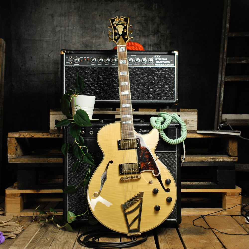 D'Angelico Excel EXSS Semi Hollow Electric Guitar Amber w/Case - Used