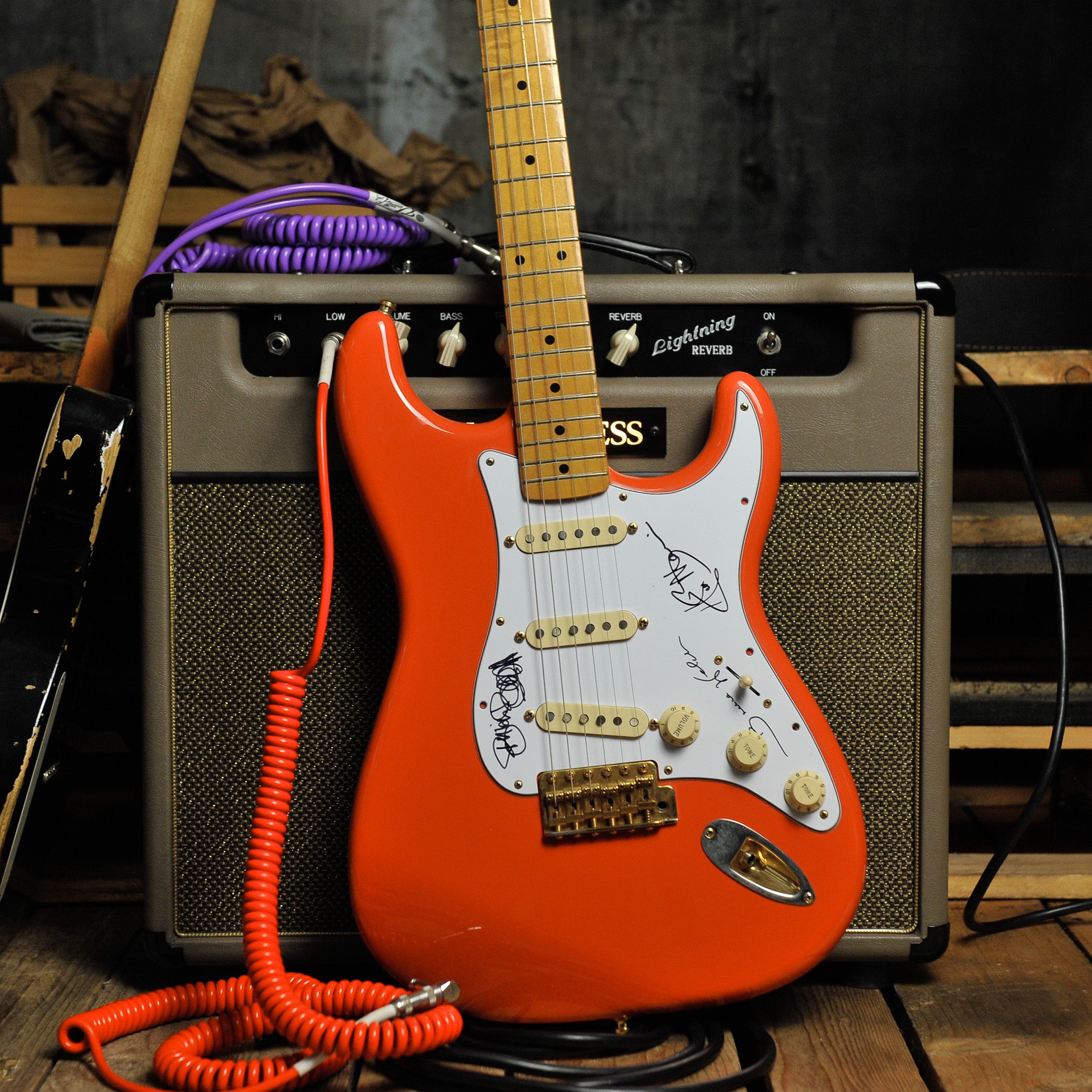 Fender 50s Stratocaster Fiesta Red 2008 w/Tweed Case Shadows Autographs - Used