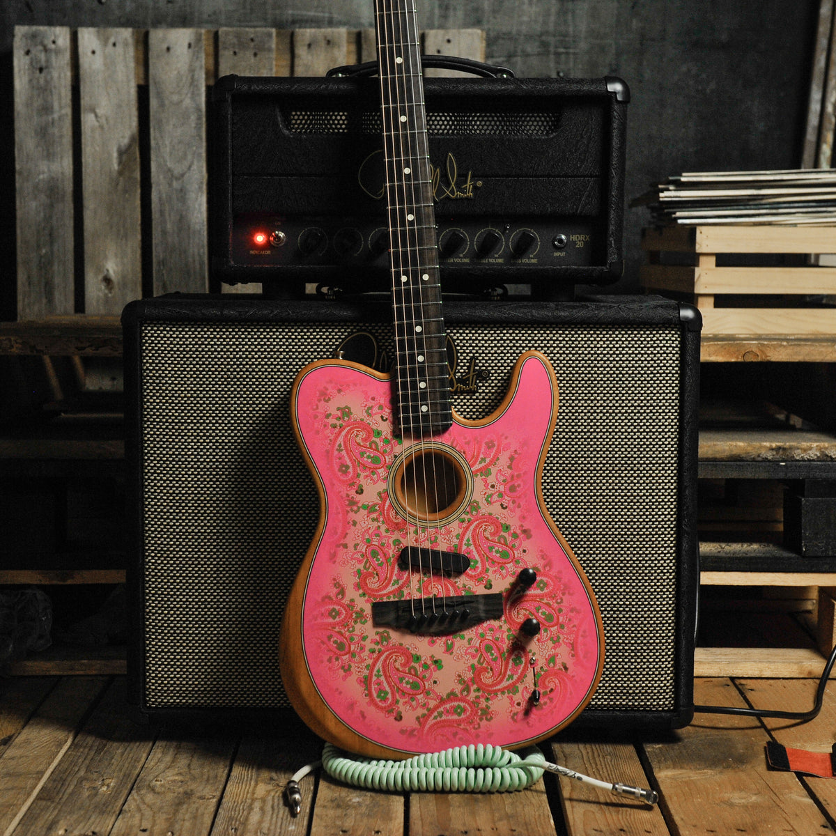 Fender LTD American Acoustasonic Telecaster, Pink Paisley w/Bag - Used