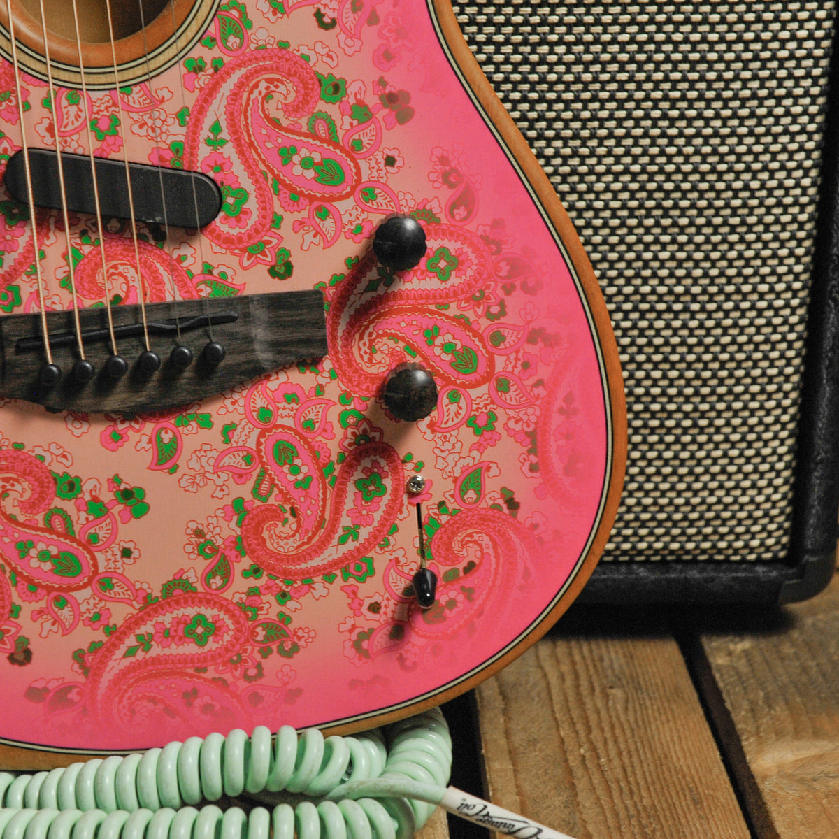 Fender LTD American Acoustasonic Telecaster, Pink Paisley w/Bag - Used