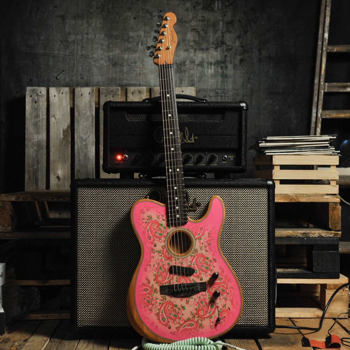 Fender LTD American Acoustasonic Telecaster, Pink Paisley w/Bag - Used
