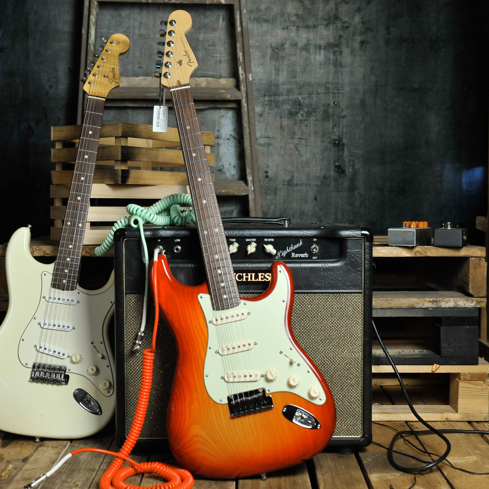 Fender American Deluxe Strat Ash Aged Cherry Burst Rosewood 2012 - Used