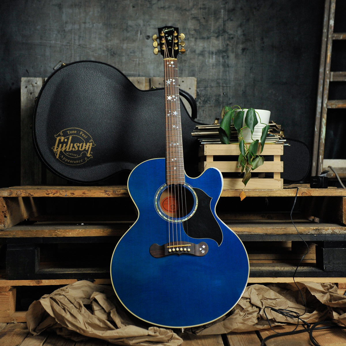 Gibson EC-20 Starburst 1997 Acoustic Guitar Blue #90587002 w/Case - Used