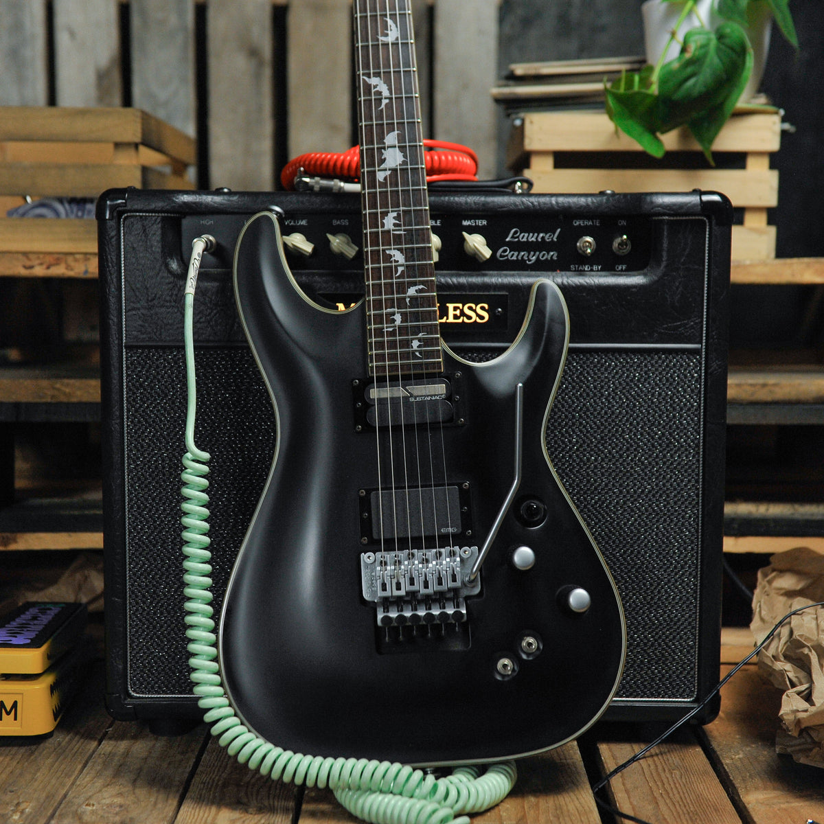 Schecter Damien Platinum 6 Satin Black w/Schecter Hard Case - Used