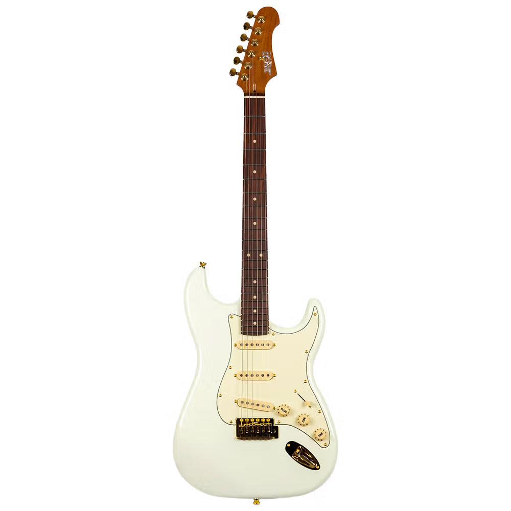 Jet JS-380-OW-G SSS, Roasted Maple, Rosewood Fingerboard, Olympic White Gold Hardware Electric Guitar